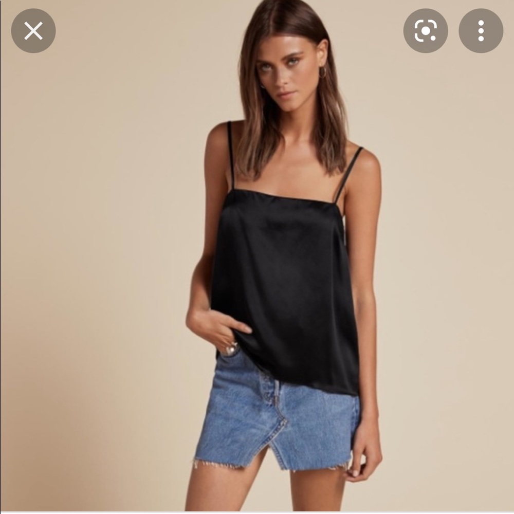Reformation Ali black tank top cami silk